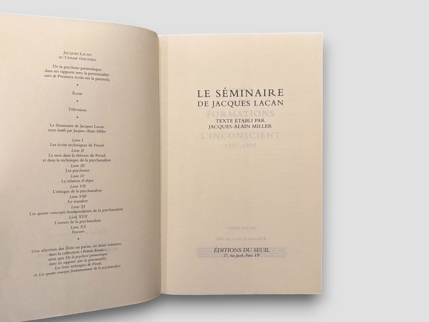 SFF125】Le Séminaire, Livre V: Les formations de l'inconscient