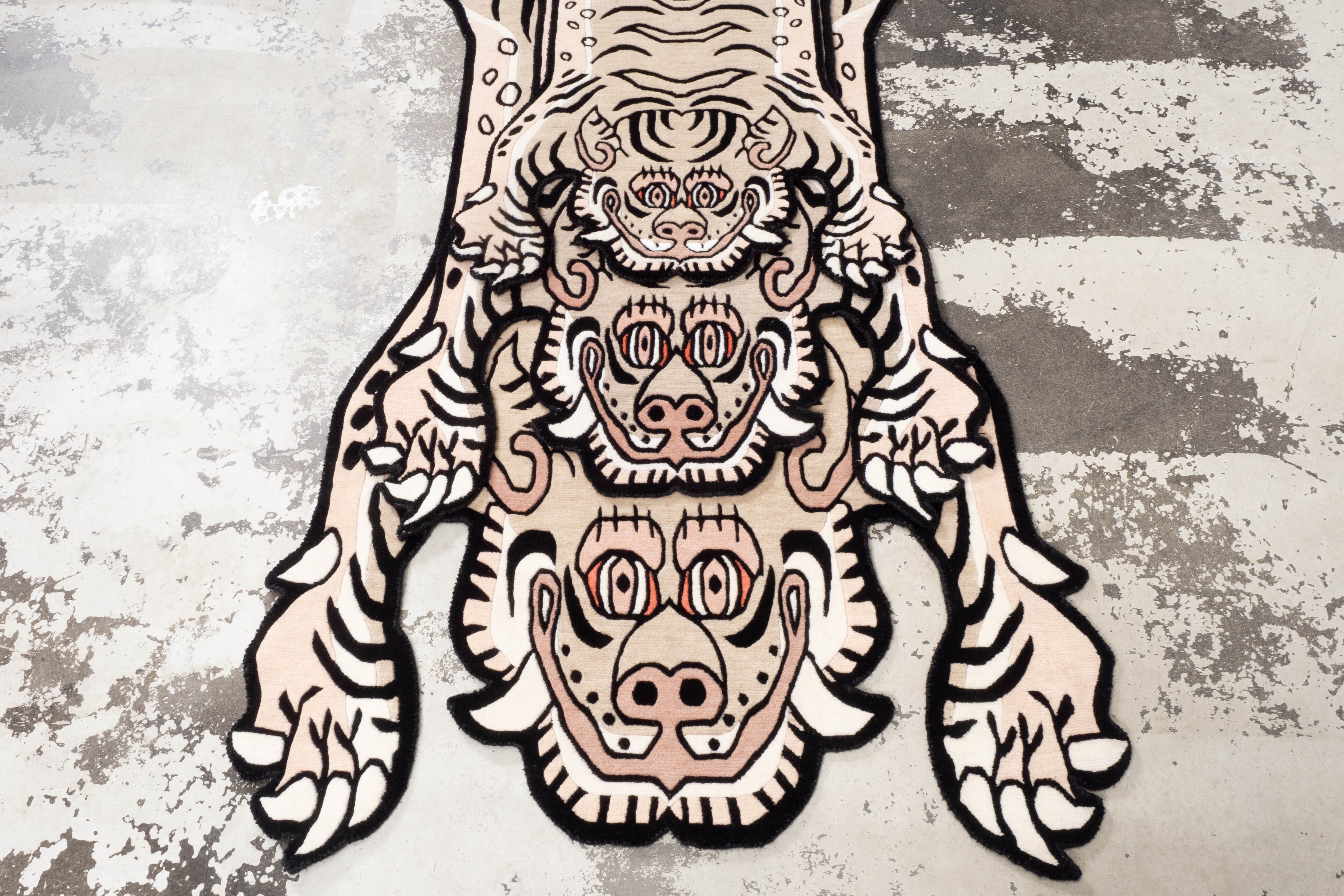 チベタンタイガーラグ　slowtiger Tibetan Tiger Rug 《Sサイズ•ウール・オリジナル2・ナチュラルサンド