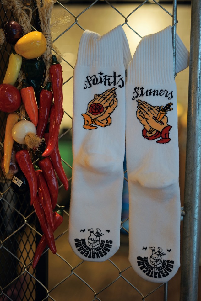 SURFSKATECAMP " DANGER SIGN SOCKS " Blue