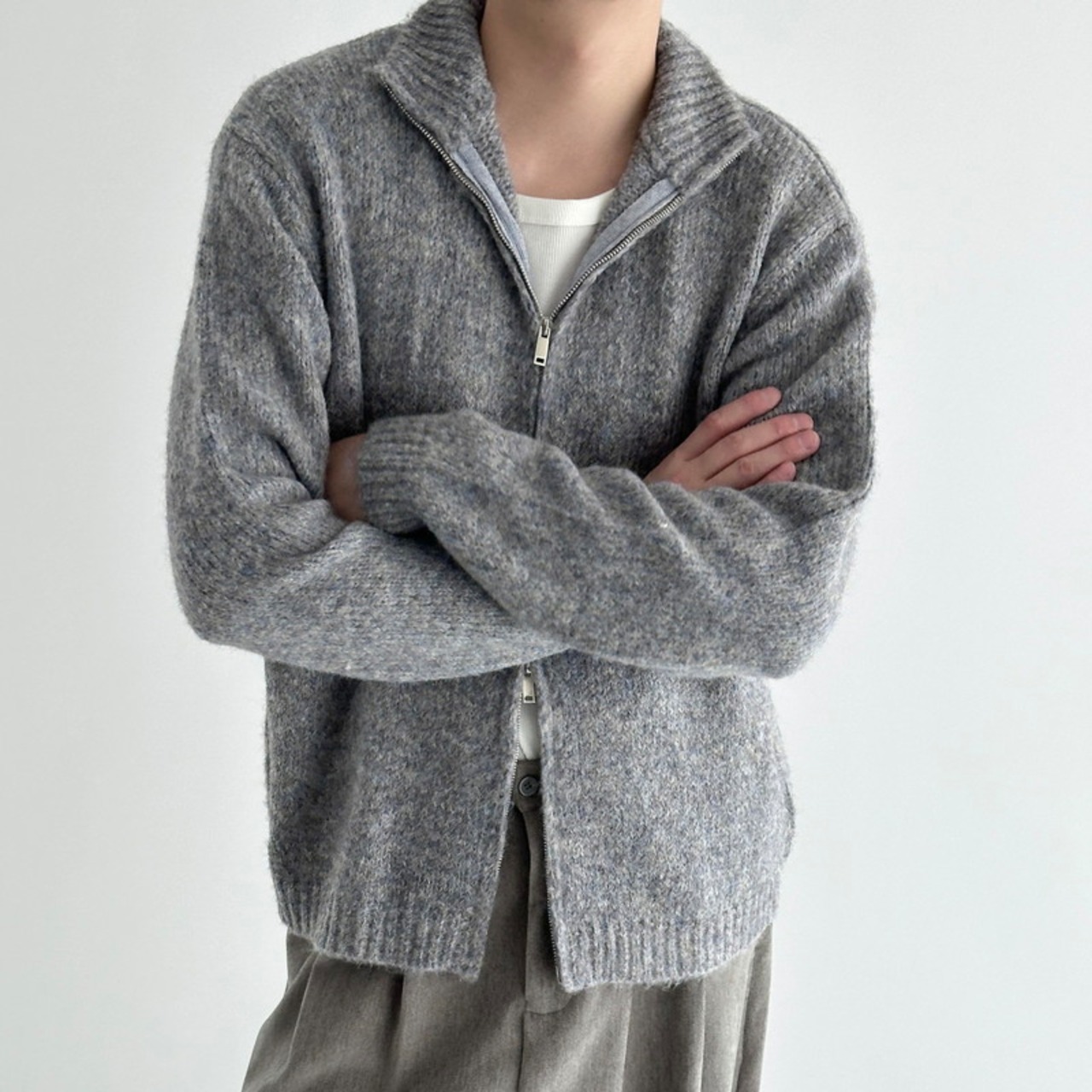 ダブルジップハイネックカーディガン　923