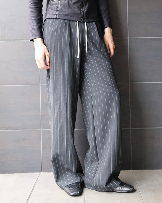 layered pin stripe slacks