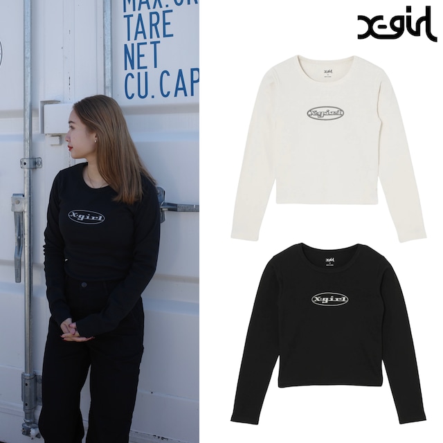 【X-girl】EMBLEM OVAL LOGO L/S BABY TEE【エックスガール】