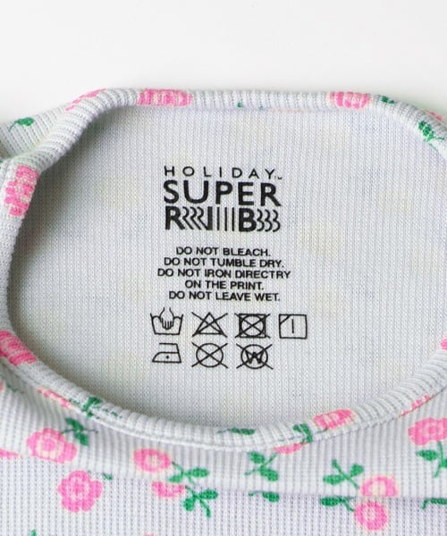 HOLIDAY】 super rib padded shoulder crew neck l/s tops (flower