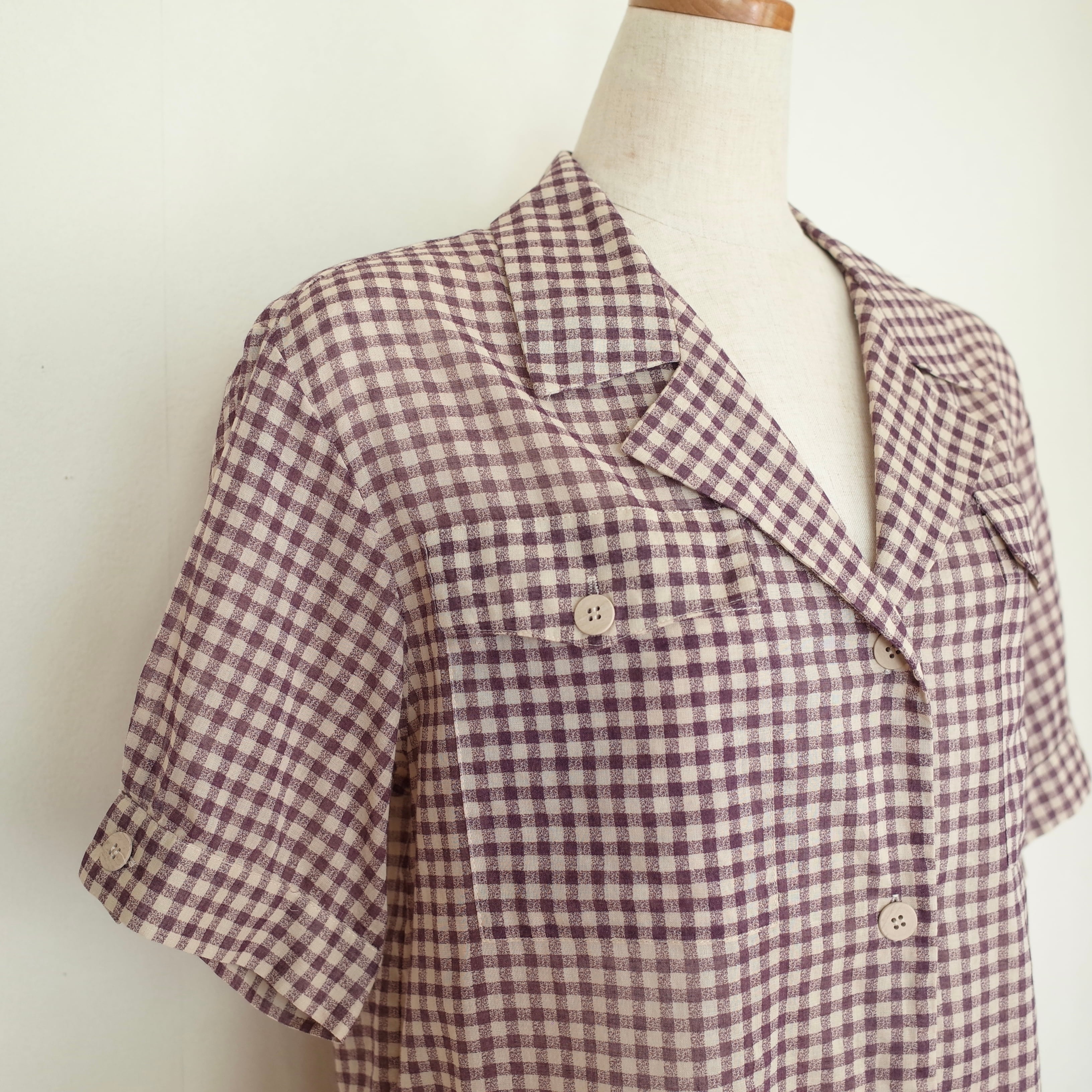 Liz sport gingham check open collar shirt