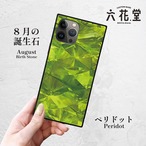 iPhoneケース ペリドット 8月誕生石｜天然石柄スクエア型 GEM069