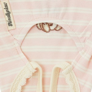 【予約】[ thesallyslaw ] Bunny Romper｜Pink Milk Stripe