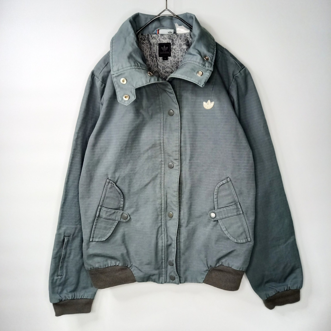 アディダス　リップストップ　スタンドカラー　ジャケット　コットン　ブルゾン