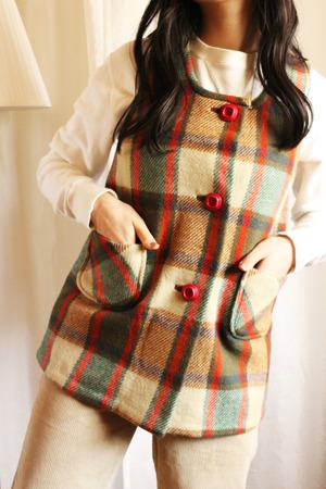 wool　チェックベスト