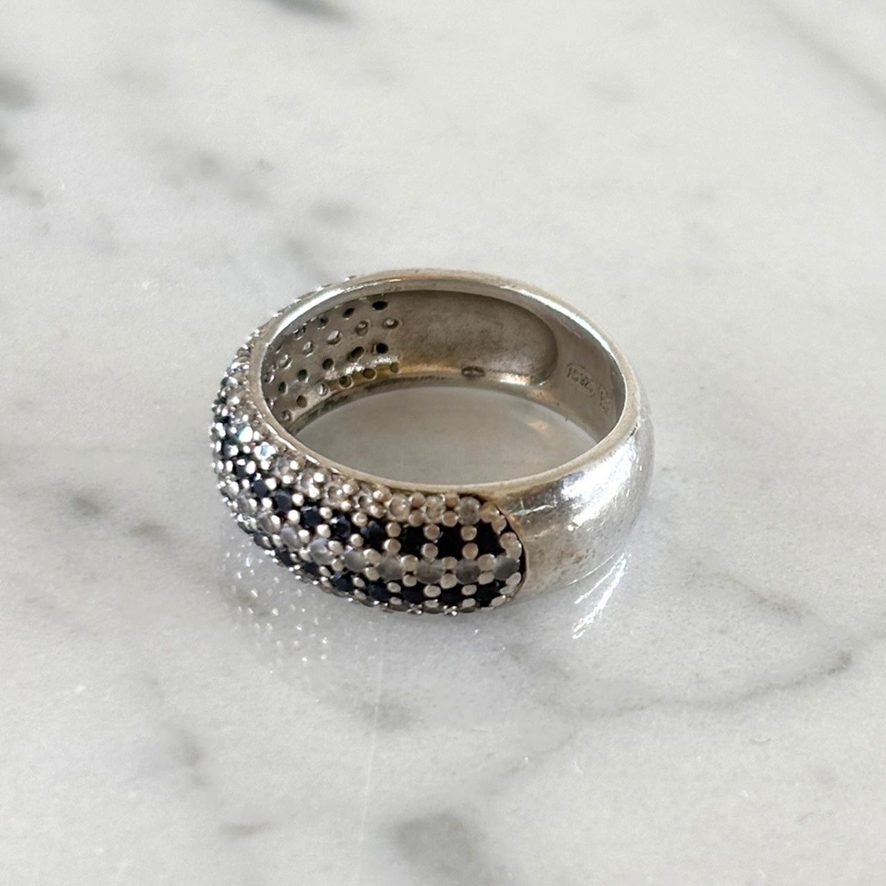 シルバーリング　小さな石のストライプ　11号　925  12acek10