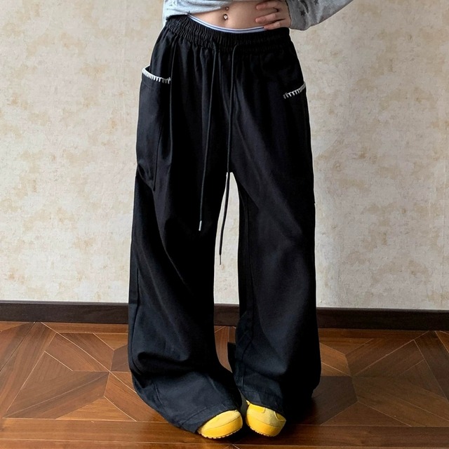 ステッチアクセントポケットルーズシルエットパンツ 2col   R02597
