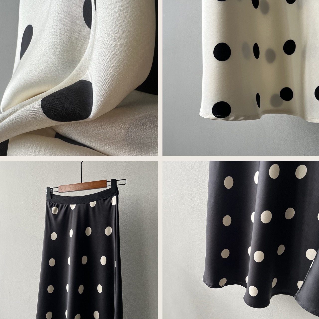 サテン ドット フレアスカート 10080