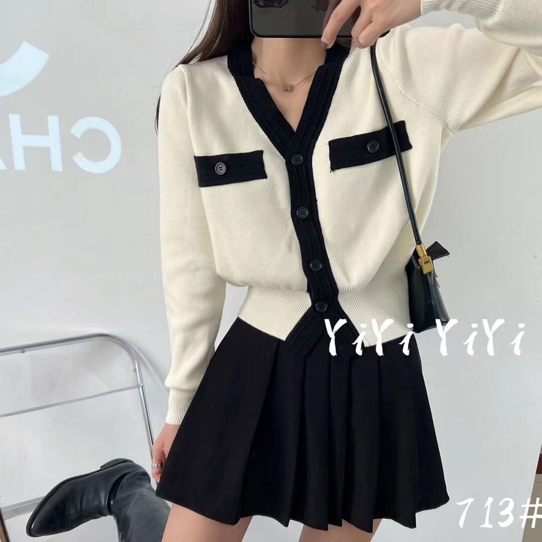 バイカラーニットカーデ　AJ111-713