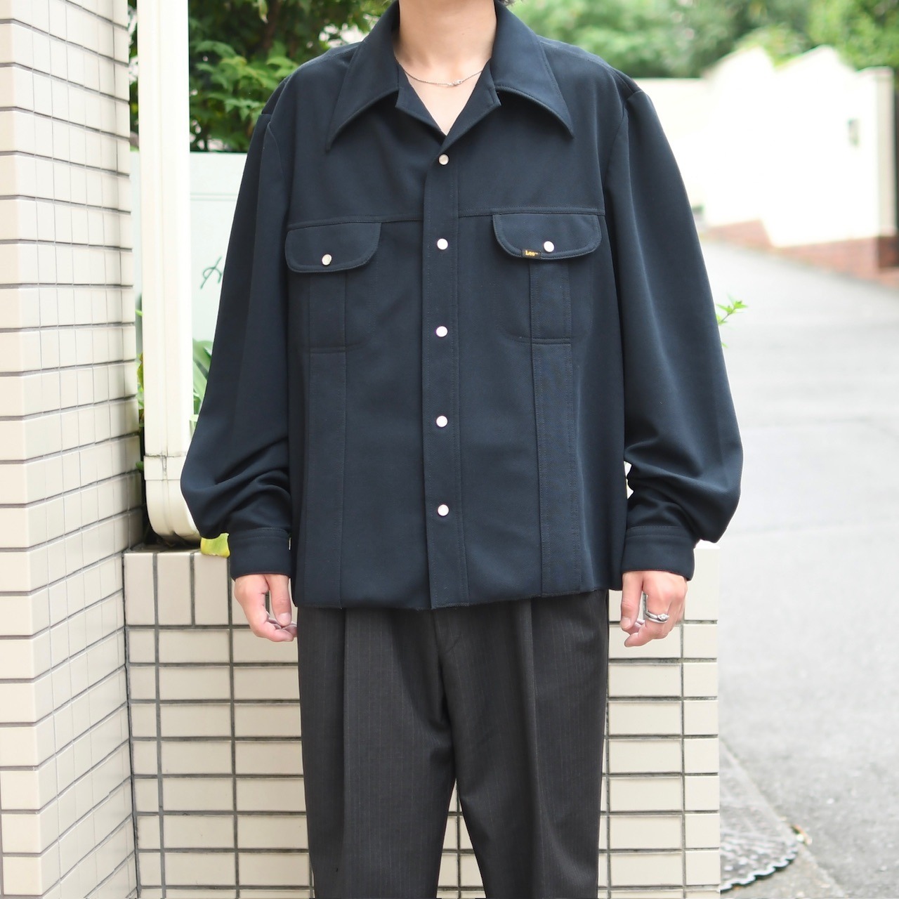 70's LEE custom short length tracker jacket navy