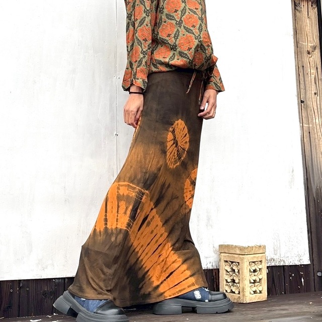 スパンデックスタイダイロングスカート