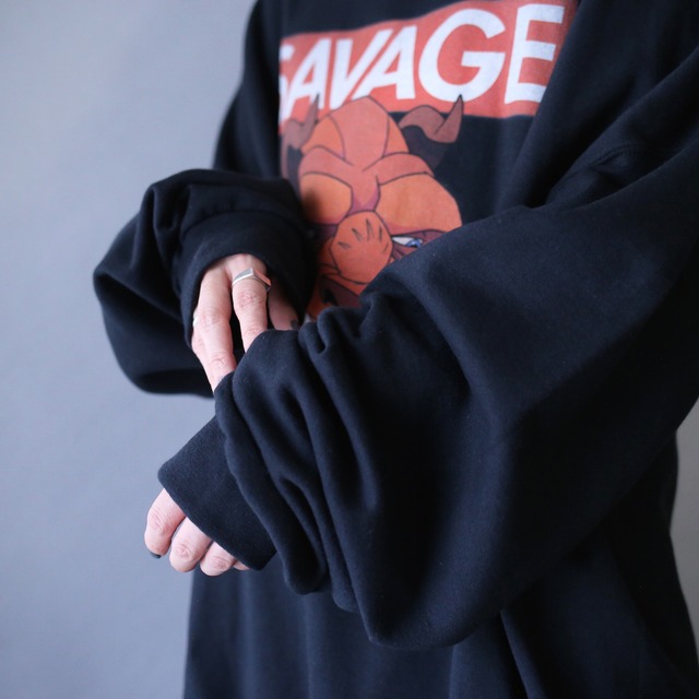 "SAVAGE" disney character printed over silhouette sweatshirt