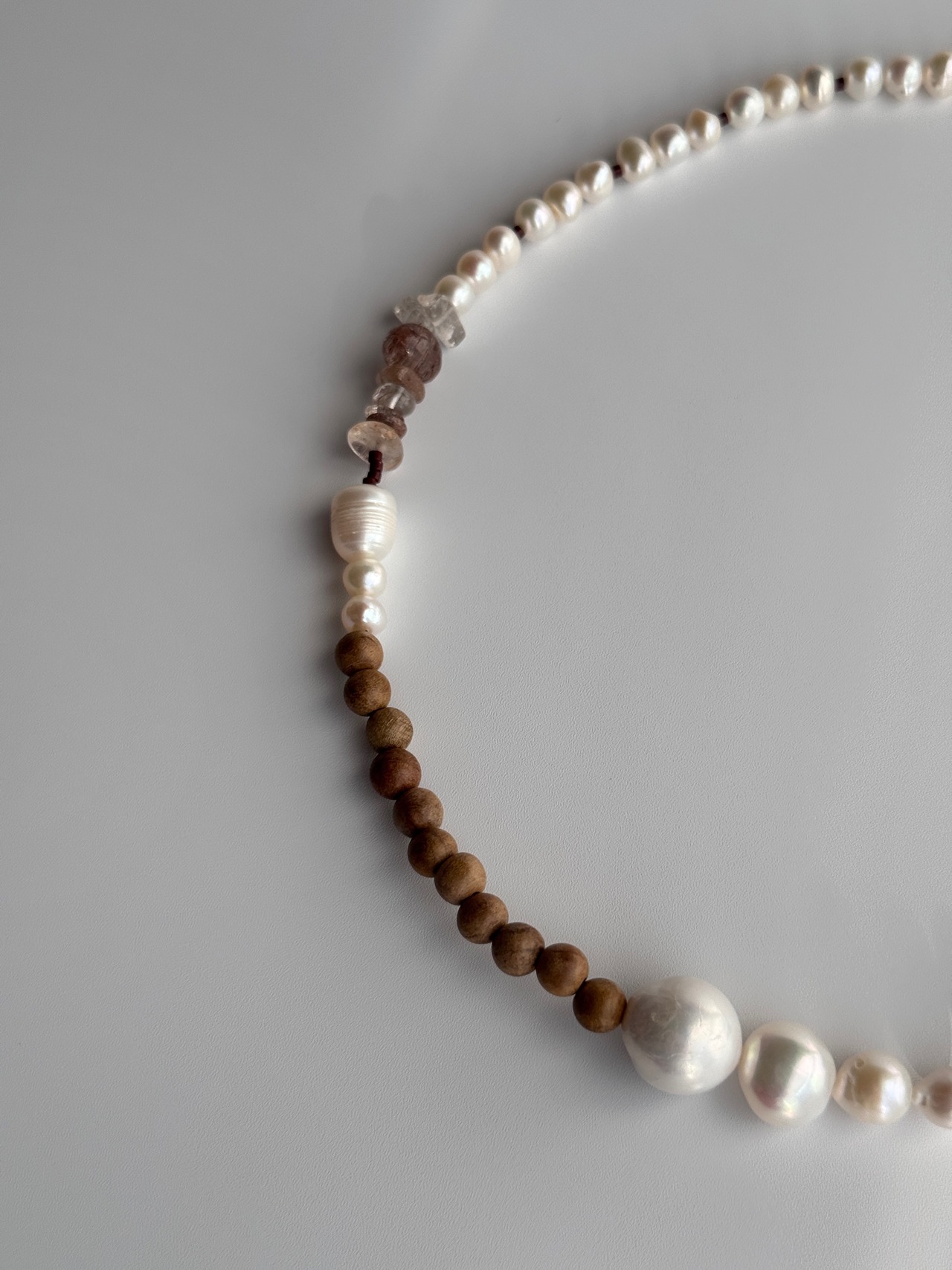 Brown wood × Pearl Necklace［GSN097］