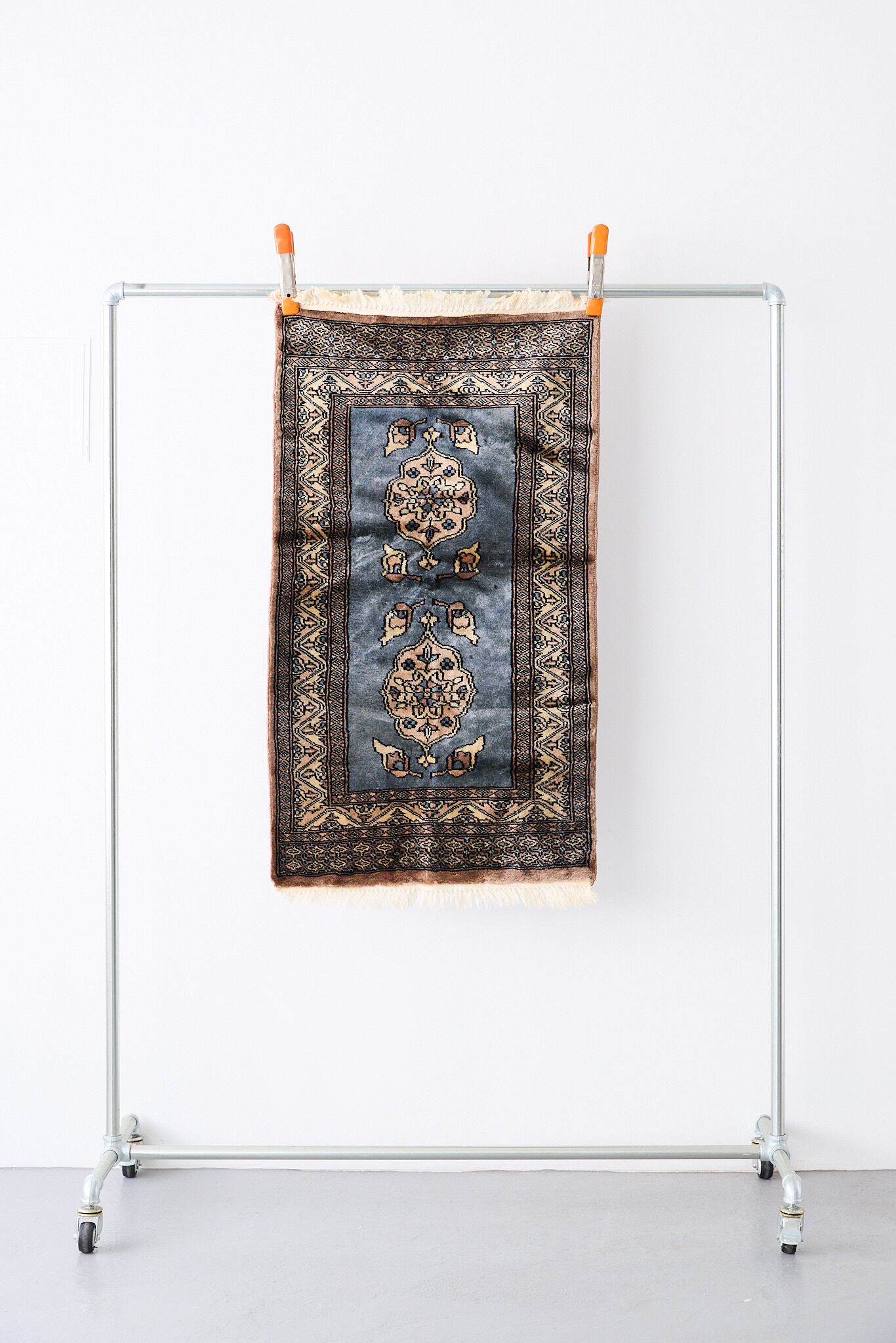 No.203 ヴィンテージラグ トライバルラグ ラホール産(110×58cm)ブルー グレー