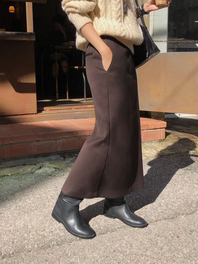 (予約) verveine / Lumi back-banding wool midi skirt 2color