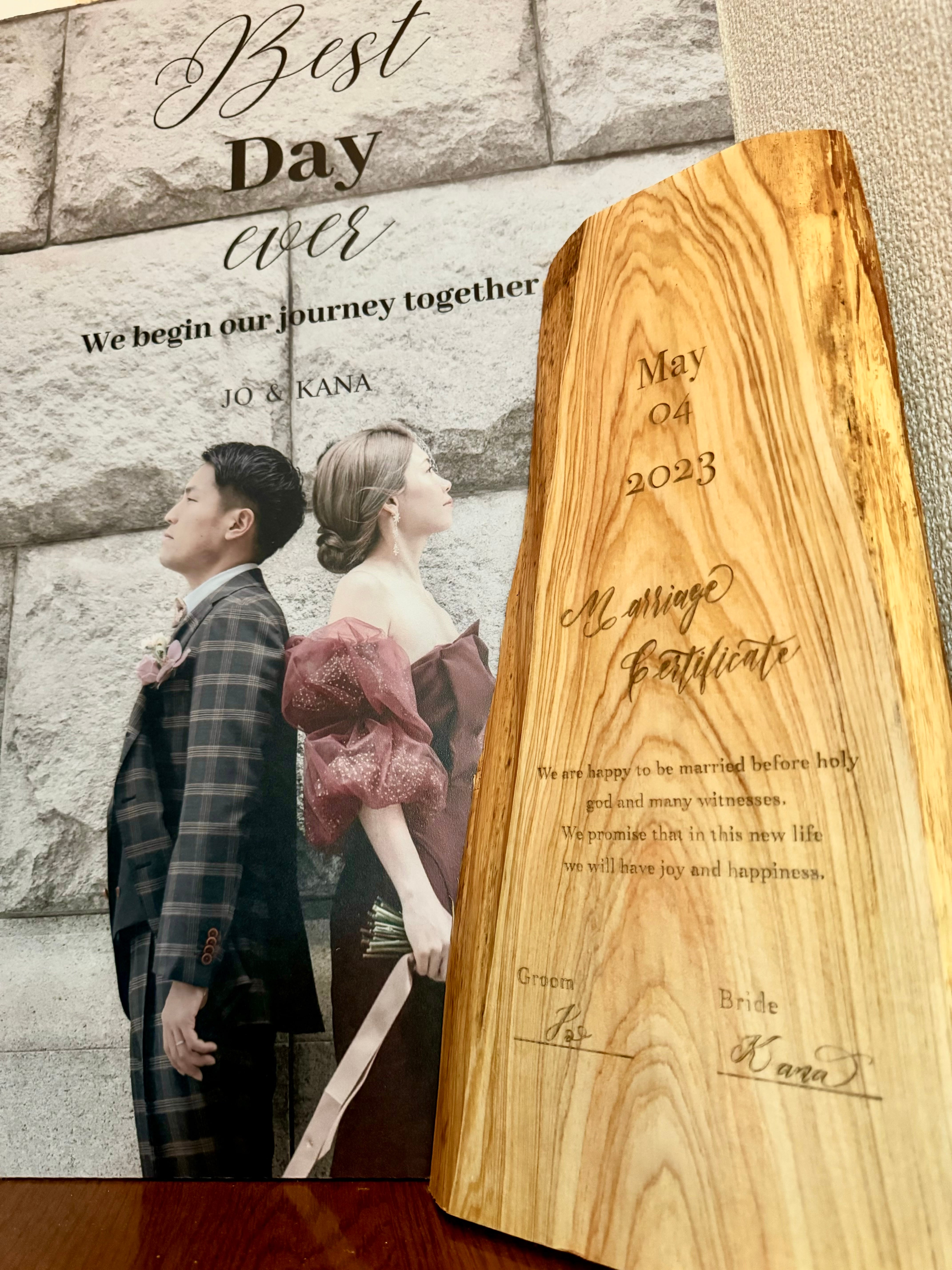 モニター割引あり❤︎天然無垢の一枚板で作る木の結婚証明書 | Chaleur