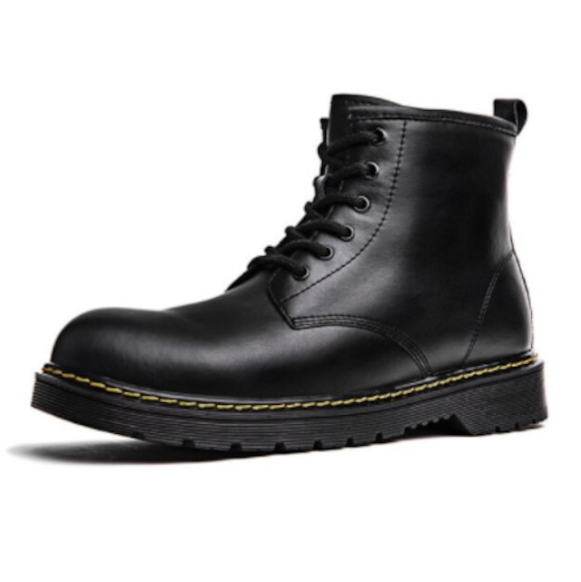 Lace-up solid leather Martin boots  [2 colors available]