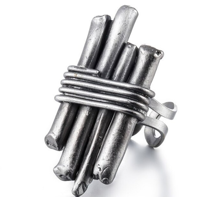 【TR0408】Silver Rod Charm Ring