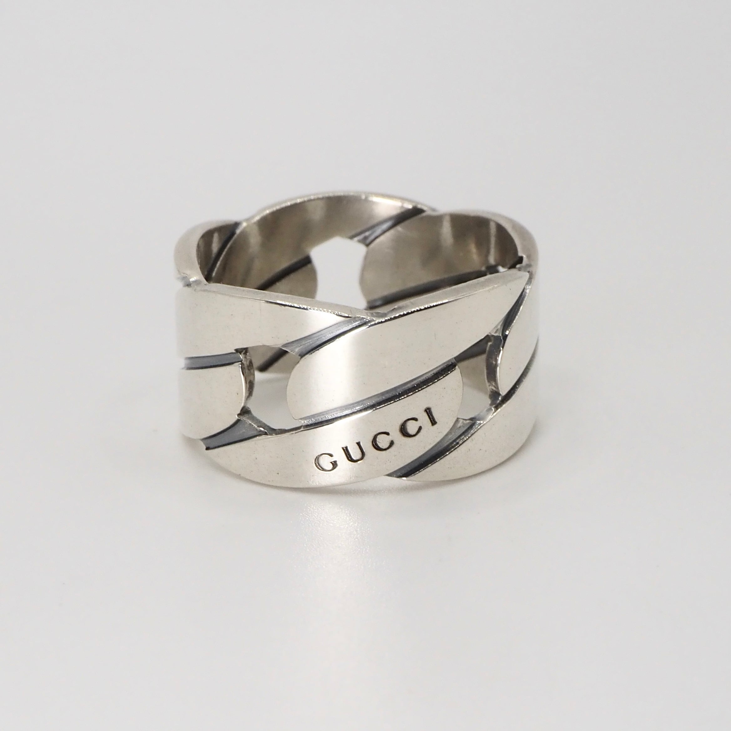 GUCCI チェーンリンク リング シルバー GUCCI 約18号 インターロッキングG チェーンリング シルバー925 グッチ