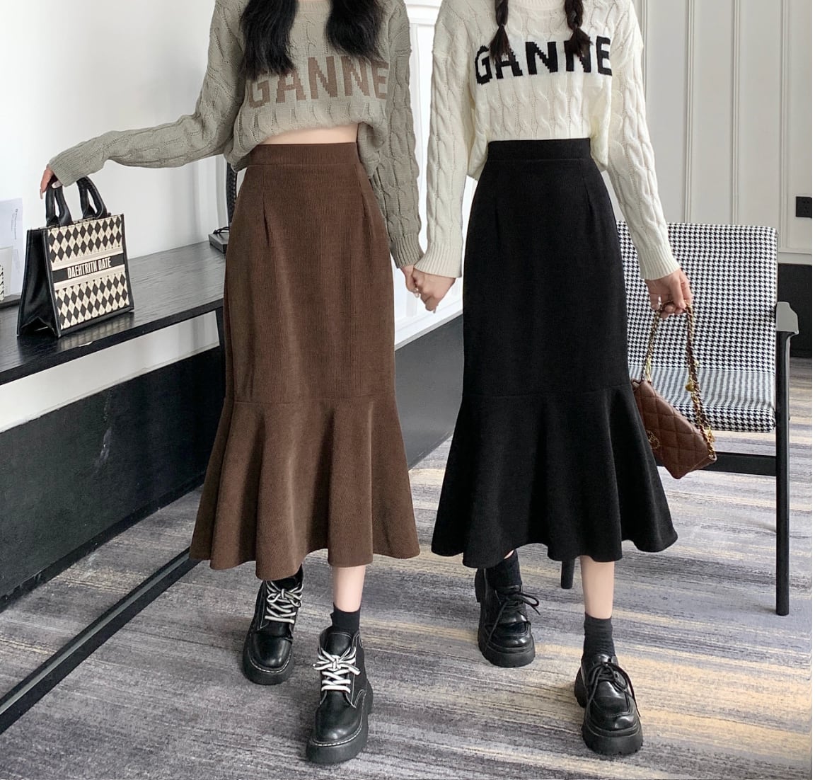 143cm〜 コーデュロイマーメイドスカート