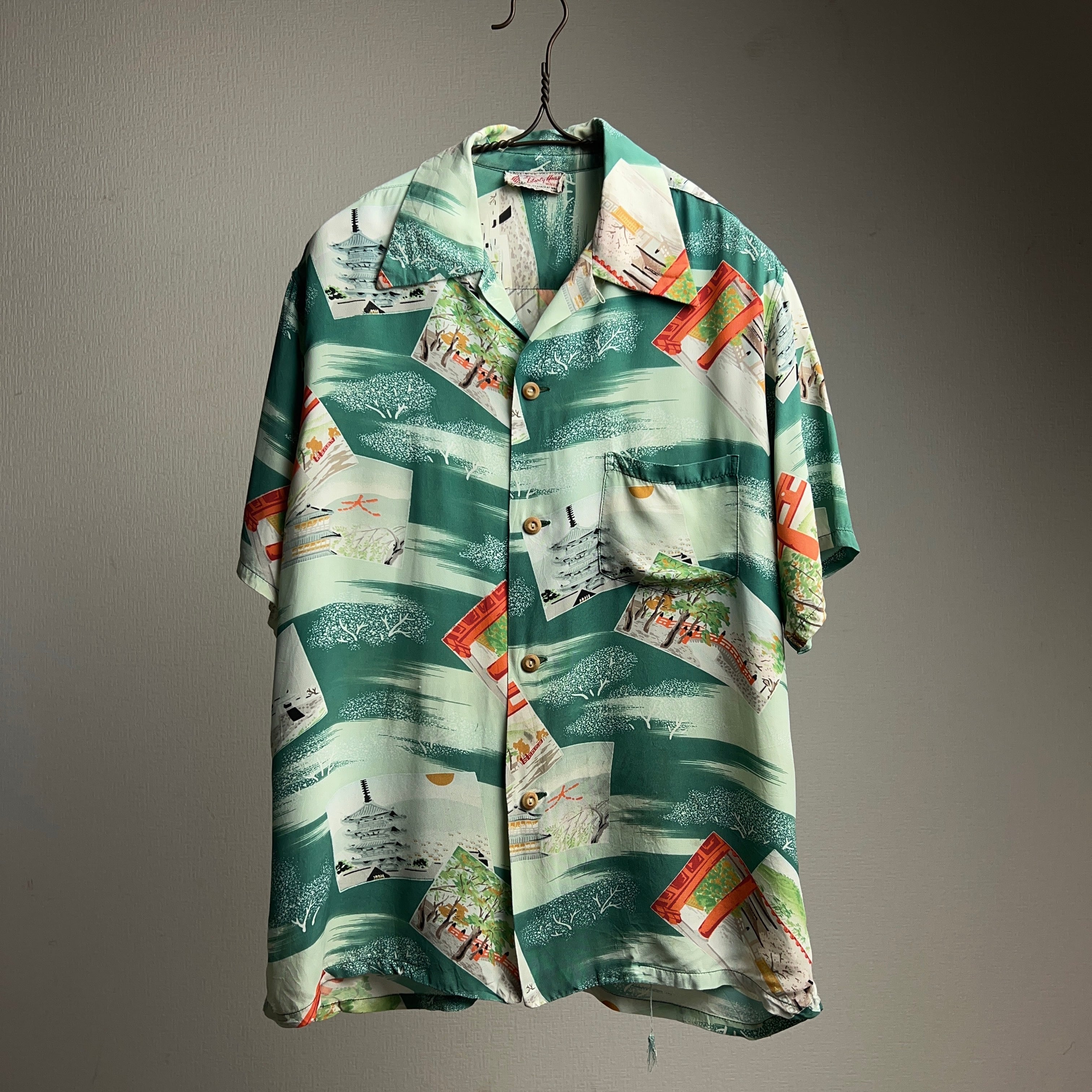 40's~50's Liberty House ALOHA SHIRT 壁縮緬 和柄 アロハシャツ