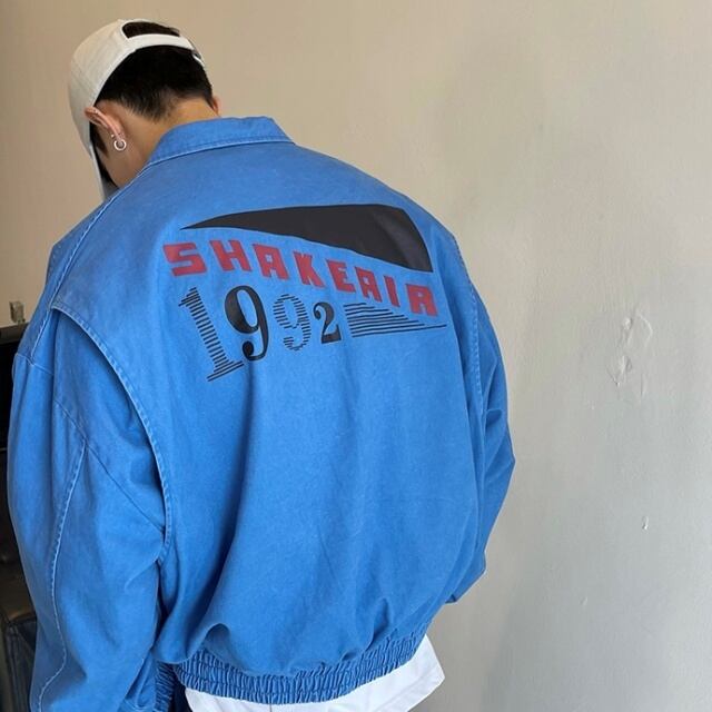 【予約販売】ブルゾン 長袖  アウター ショート丈  ブルー カジュアル レトロ メンズ お洒落 こなれ感 韓国 ベーシック 秋 冬 M/L/XL/2XL