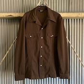 USA製 70年代 Lee リー ポリエステル 開襟 ワークシャツ メンズXL 古着 
