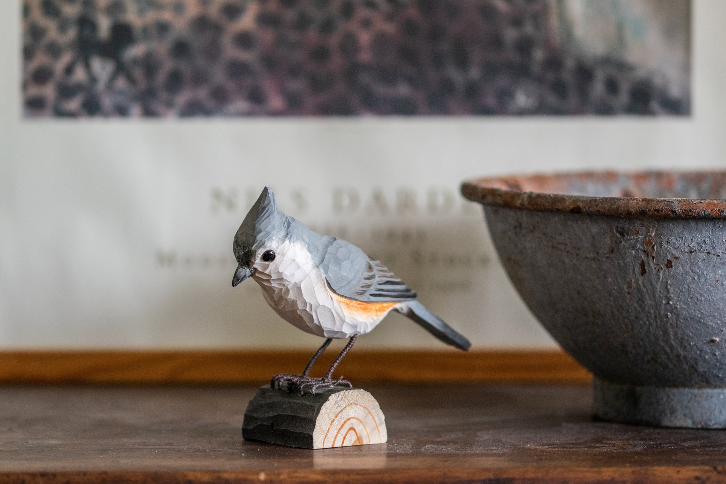 Wildlife Garden】DecoBird 本物の木彫りの小鳥 / アンナハチドリ