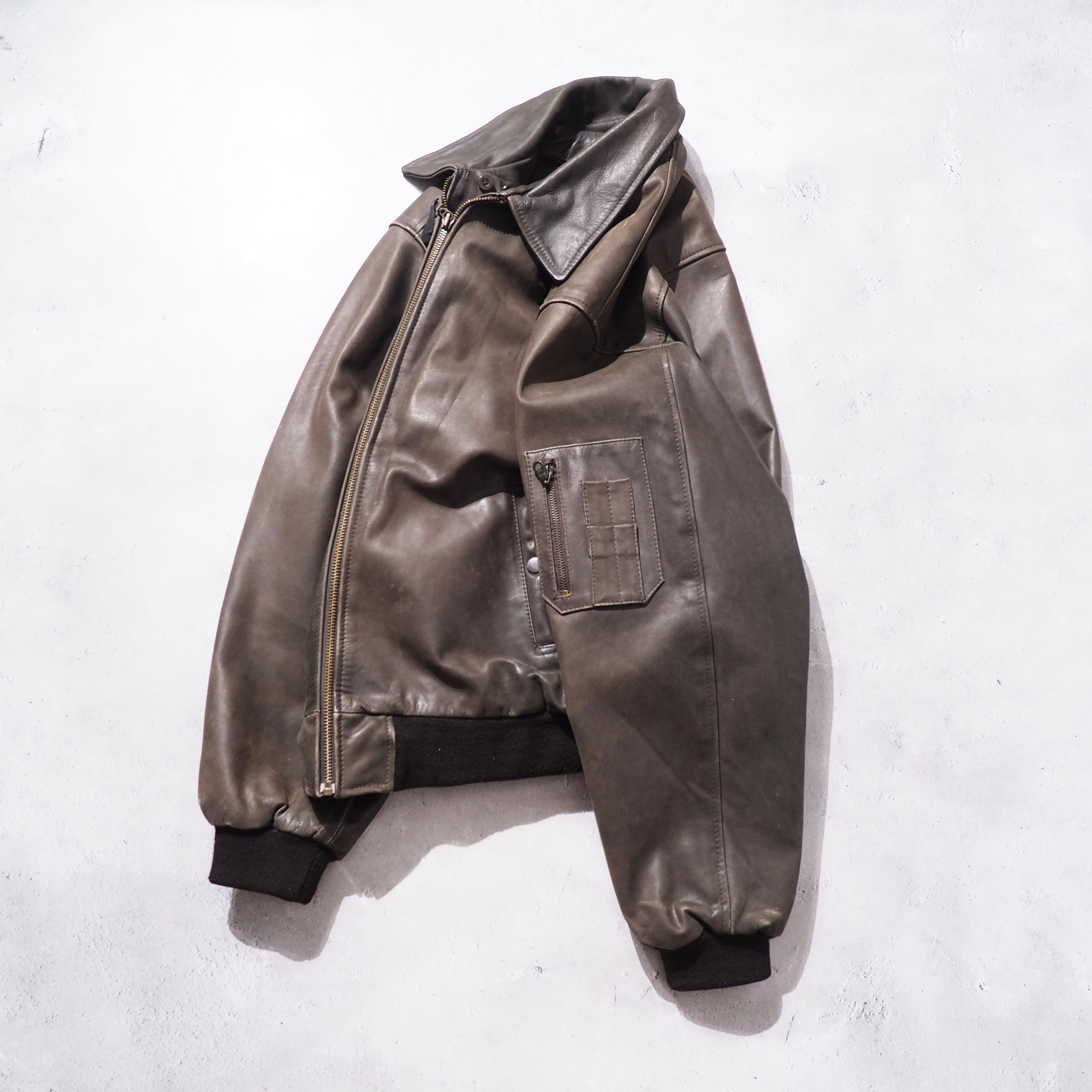 1990s " 退廃的 " Beautiful Dark Brown color vintage Flight leather jacket