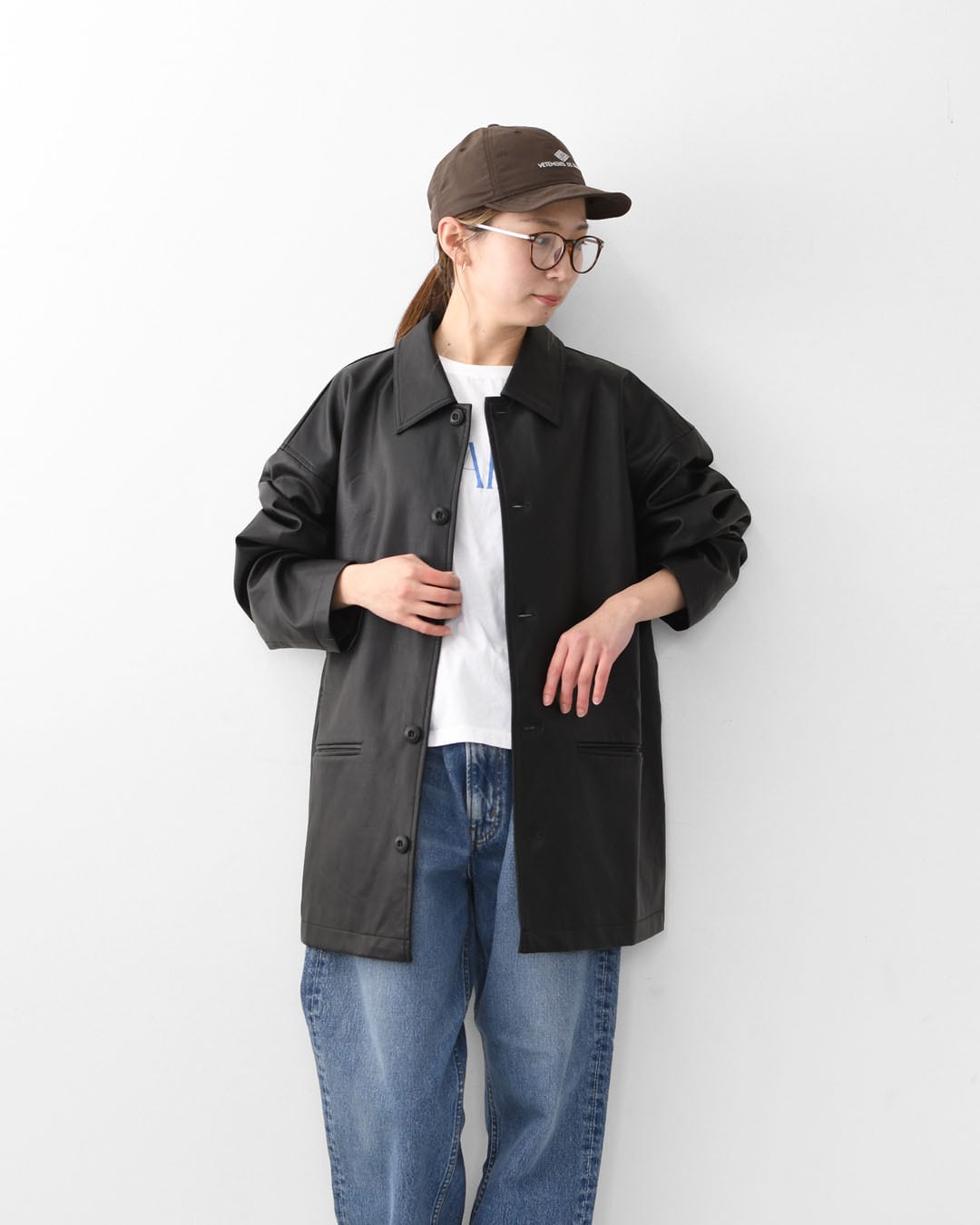 meltum [メルタム] SYNTHETIC LEATHER HALF COAT [MTM-JK-0364-26