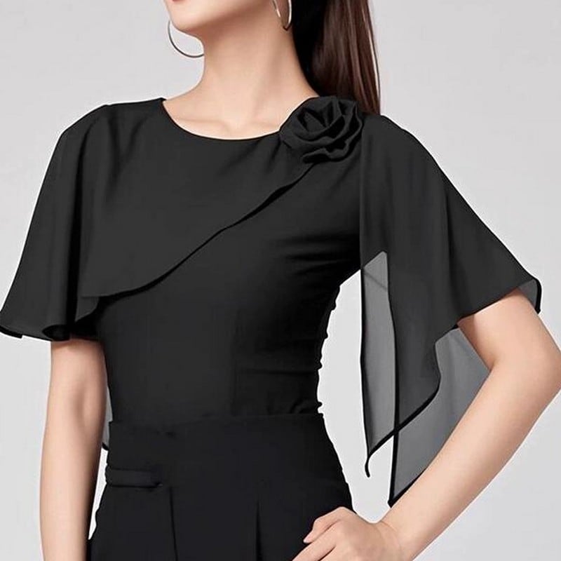 フラワーショルダー・フレアスリーブトップス ds0764