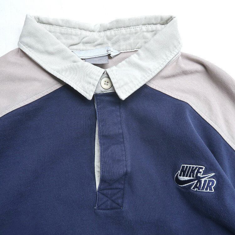 古着 ナイキ NIKE ラガーシャツ 長袖ポロシャツ ネイビー 表記 古着 ナイキ NIKE ラガーシャツ 長袖ポロシャツ ネイビー 表記