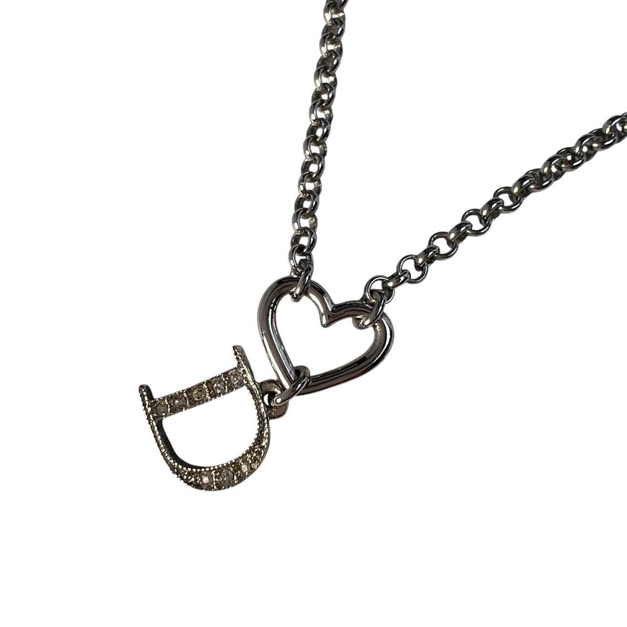 Dior ディオール ハートストーン  ネックレス シルバー A-11825