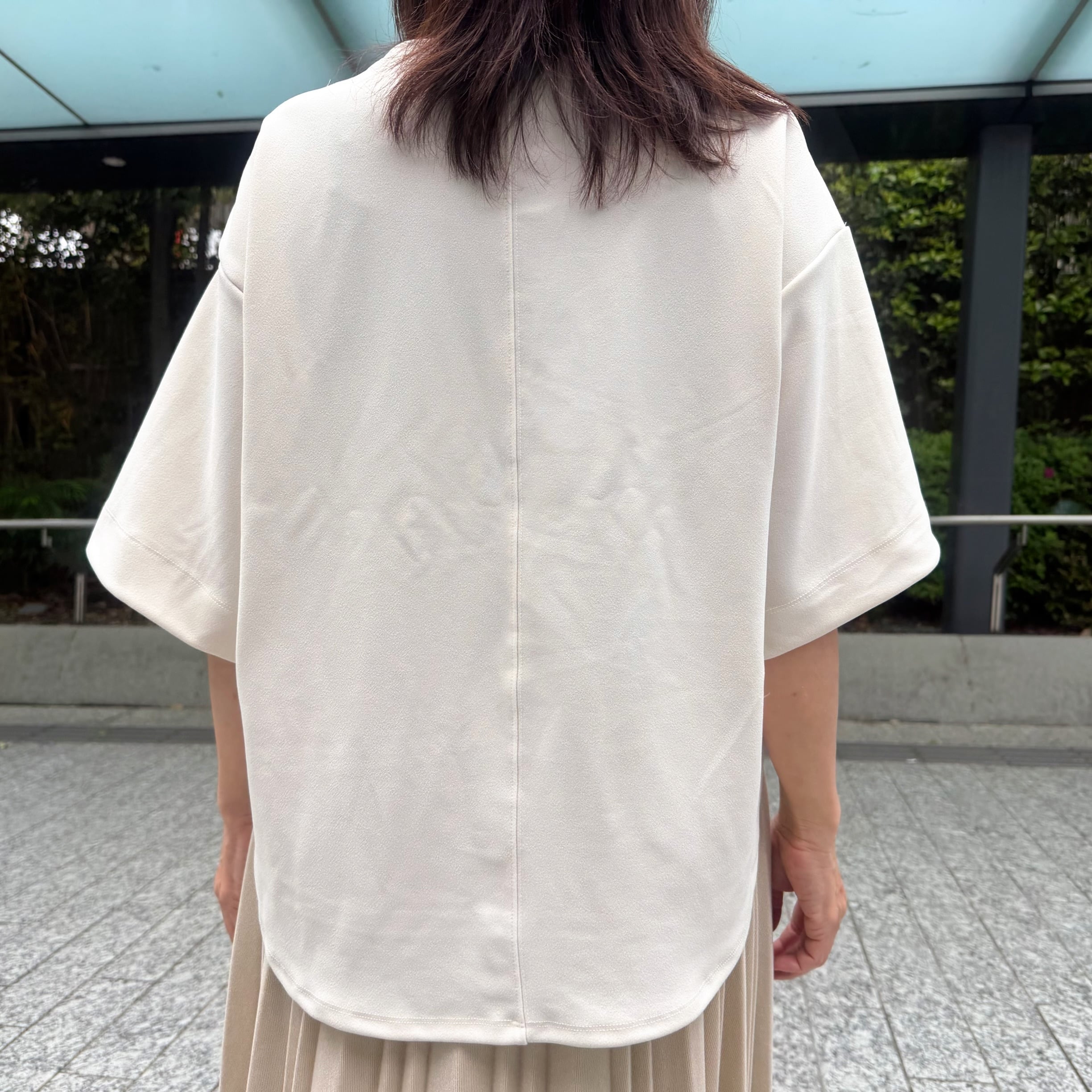 カットジョーゼット 5分袖トップス | precious for us