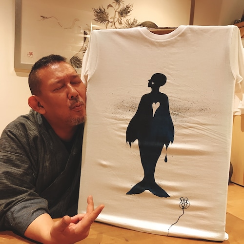 東學オリジナル手描きＴシャツ「モディリアーニ青 (modiriani)」