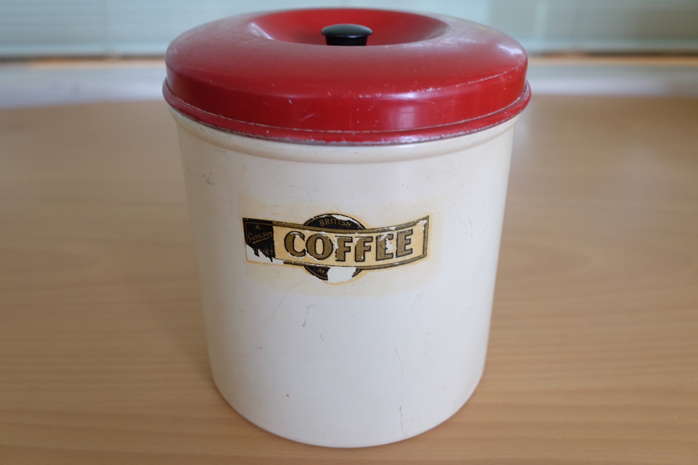 英国　キッチン用品の名品　garrison社のキャニスター  中サイズ　COFFEE缶