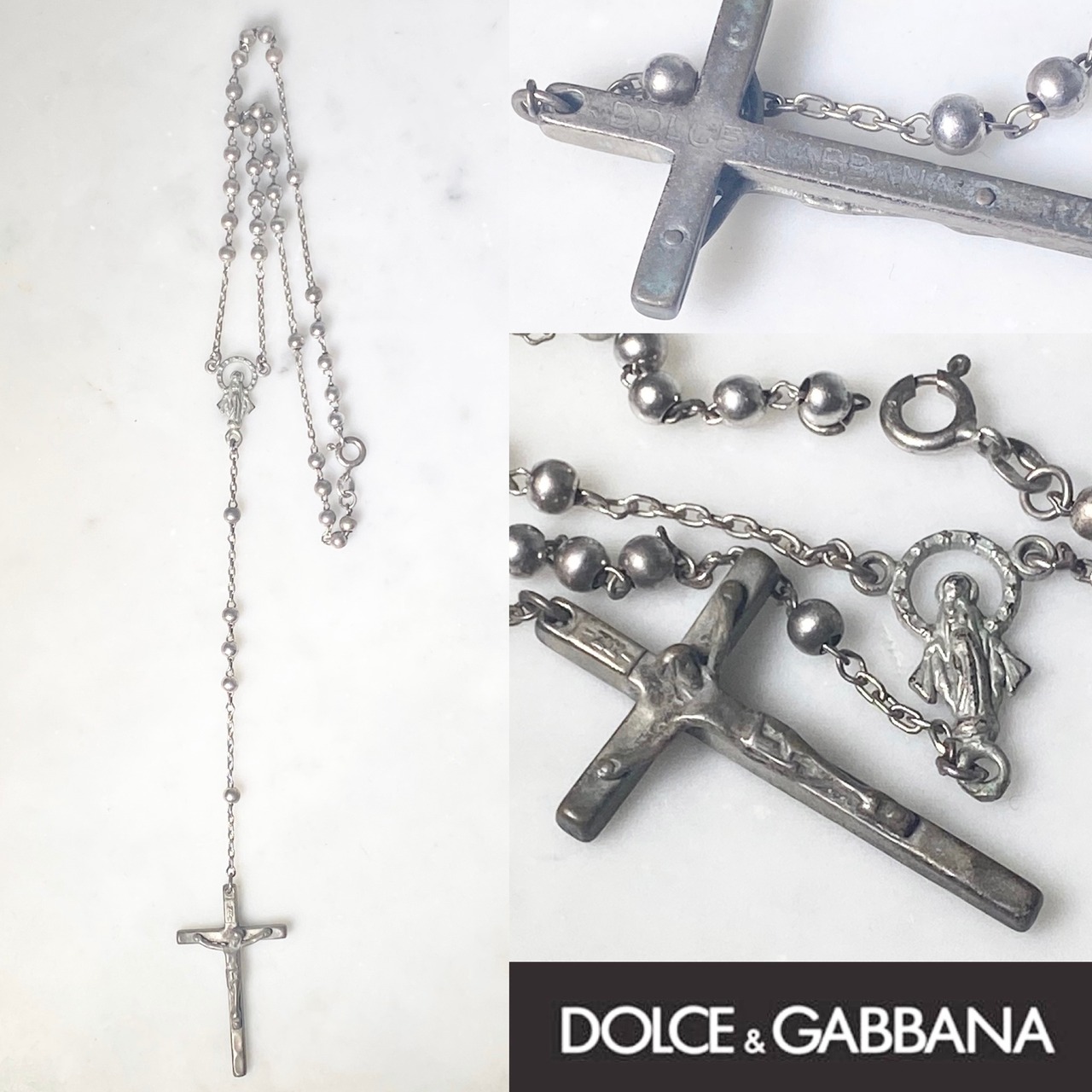 DOLCE&GABBANA silver color beads necklace “rosary”