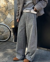 ウールライク タックワイドパンツ