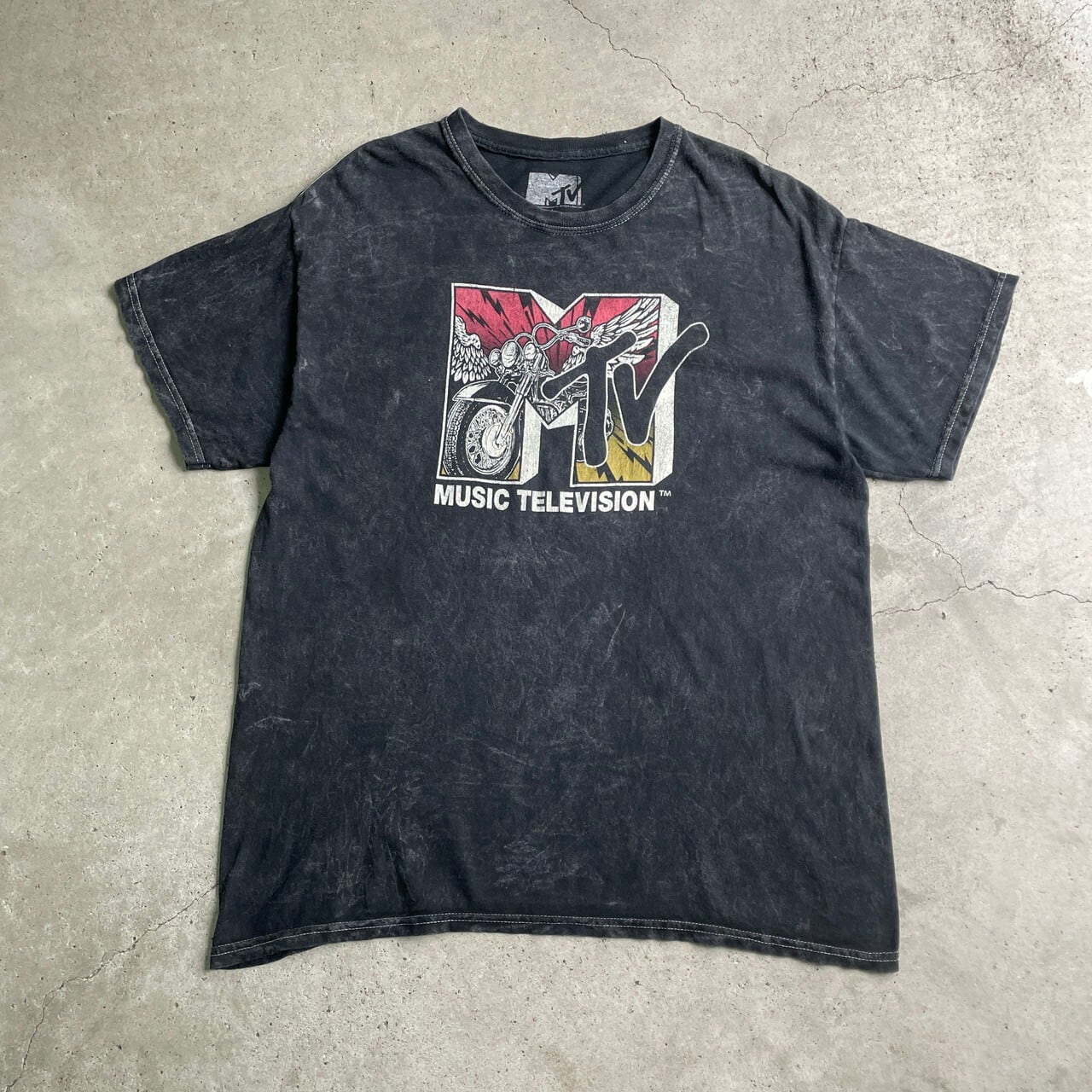 MTV バイク フロントロゴ ケミカルウォッシュ プリントTシャツ メンズL  