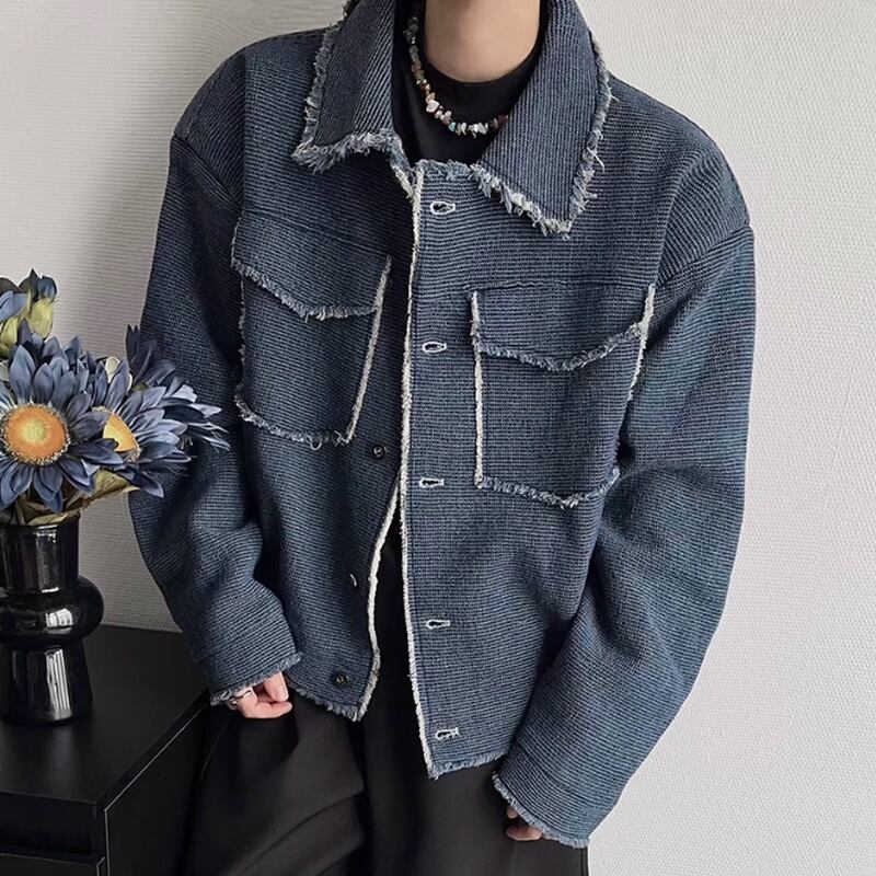 fringe detail front pockets oversized corduroy jacket mr0667