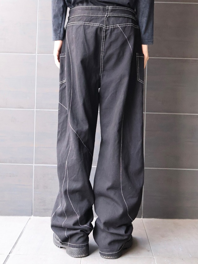 waist detail stich design denim pants