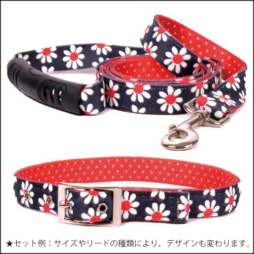 Black daisy Uptown　首輪＋リードセット L サイズ - Yellow Dog Design