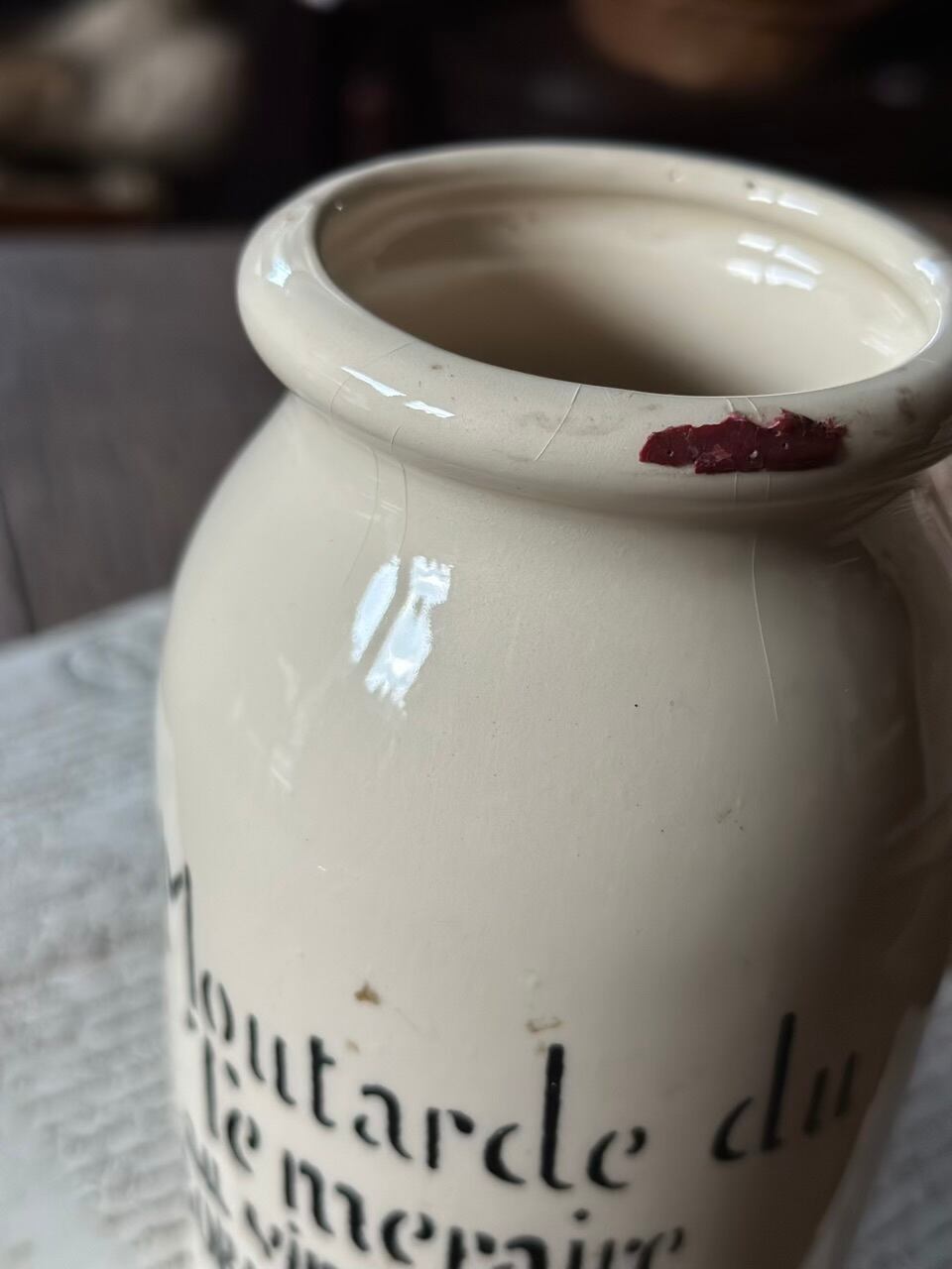 ディジョンマスタードの入れ物 陶器ポット | Brocante de La Cocotte
