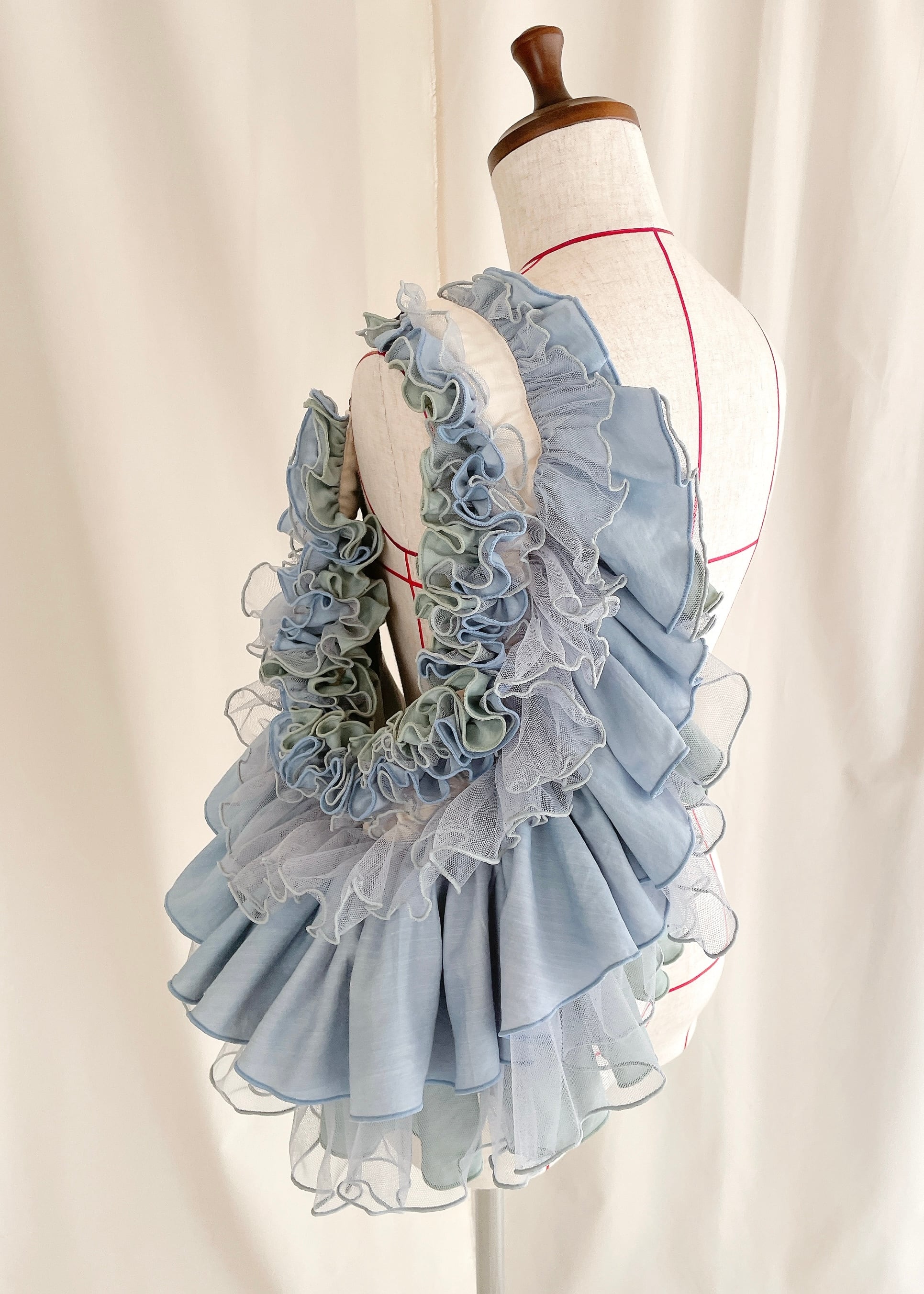 DŌRA MÖRA | 3-Way Ruffled Bag - SEA BLUE | ORIENT MILLINERY