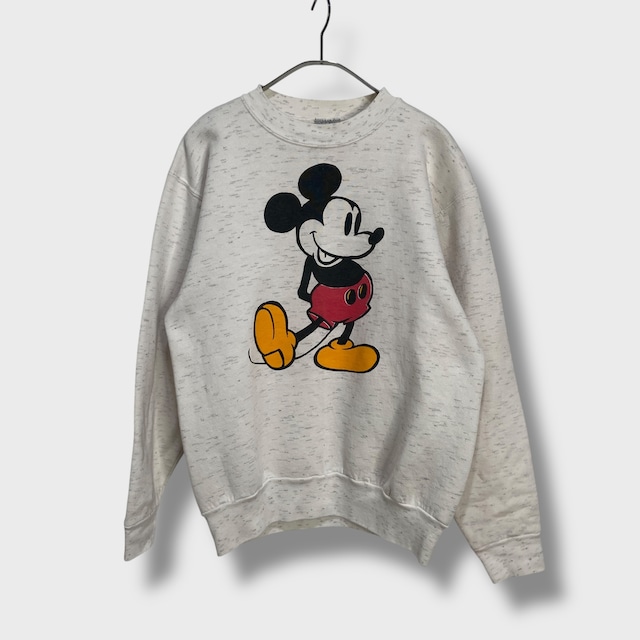 90s USA製　Disney ミッキーマウスプリントスウェット　霜降り　L