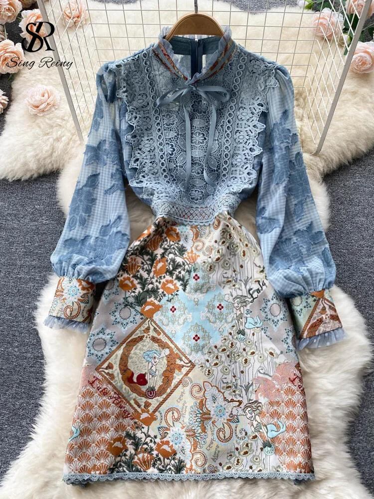 Sing補強-女性の刺embroideryドレス,フレンチスタイル,夏,レース,エレガント,ボウ,長袖,ライン,正午,2022_191