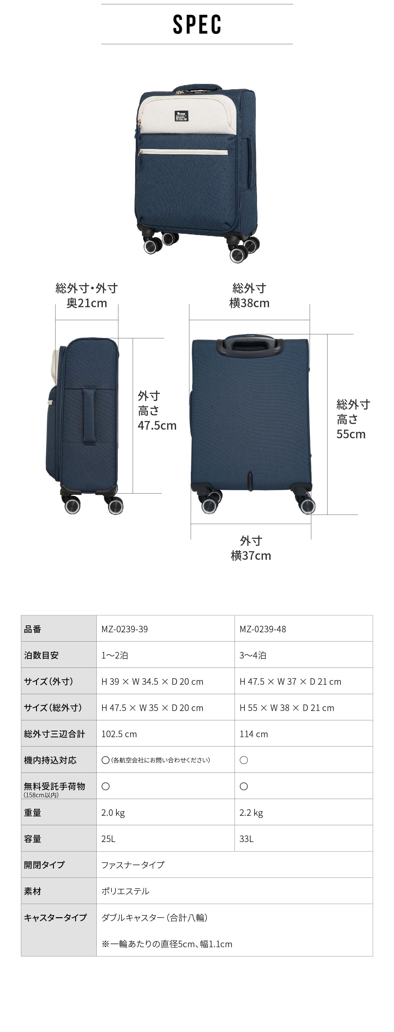 moz [20％OFFクーポン対象] モズ スーツケース 機内持ち込み Sサイズ